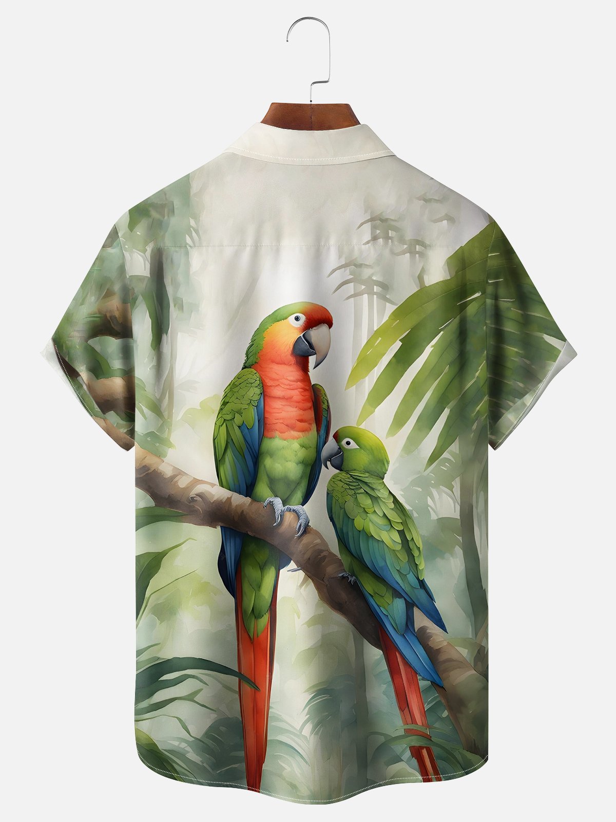 Moisture-wicking?Tropical?Parrots?Chest?Pocket?Hawaiian?Shirt