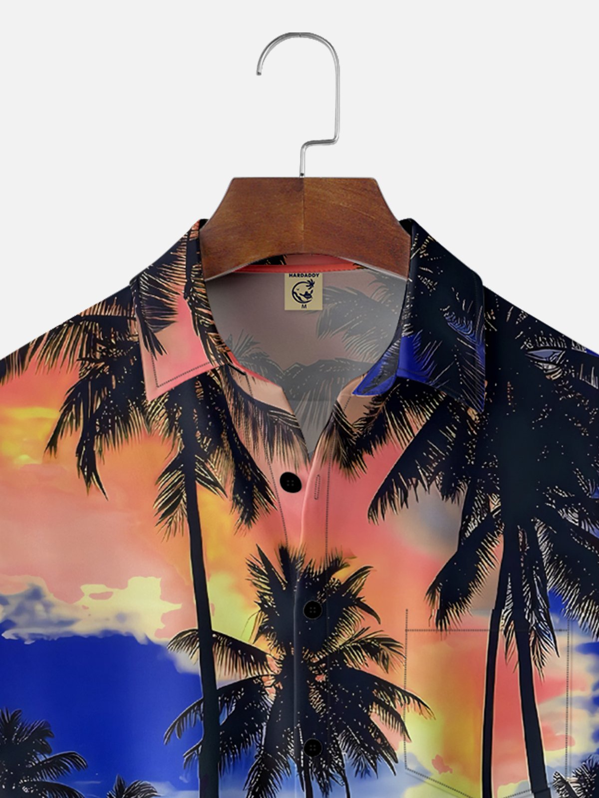 Moisture-wicking Beach Sunset Coconut Tree Chest Pocket Hawaiian Shirt