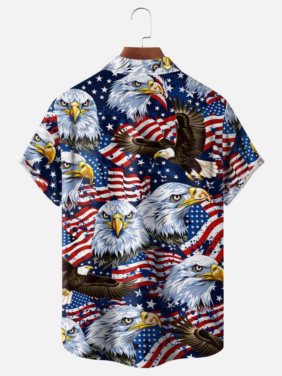 Moisture-Wicking Bald Eagle Independence Day Anniversary Edition with Chest Pocket Holiday Hawaiian Shirt