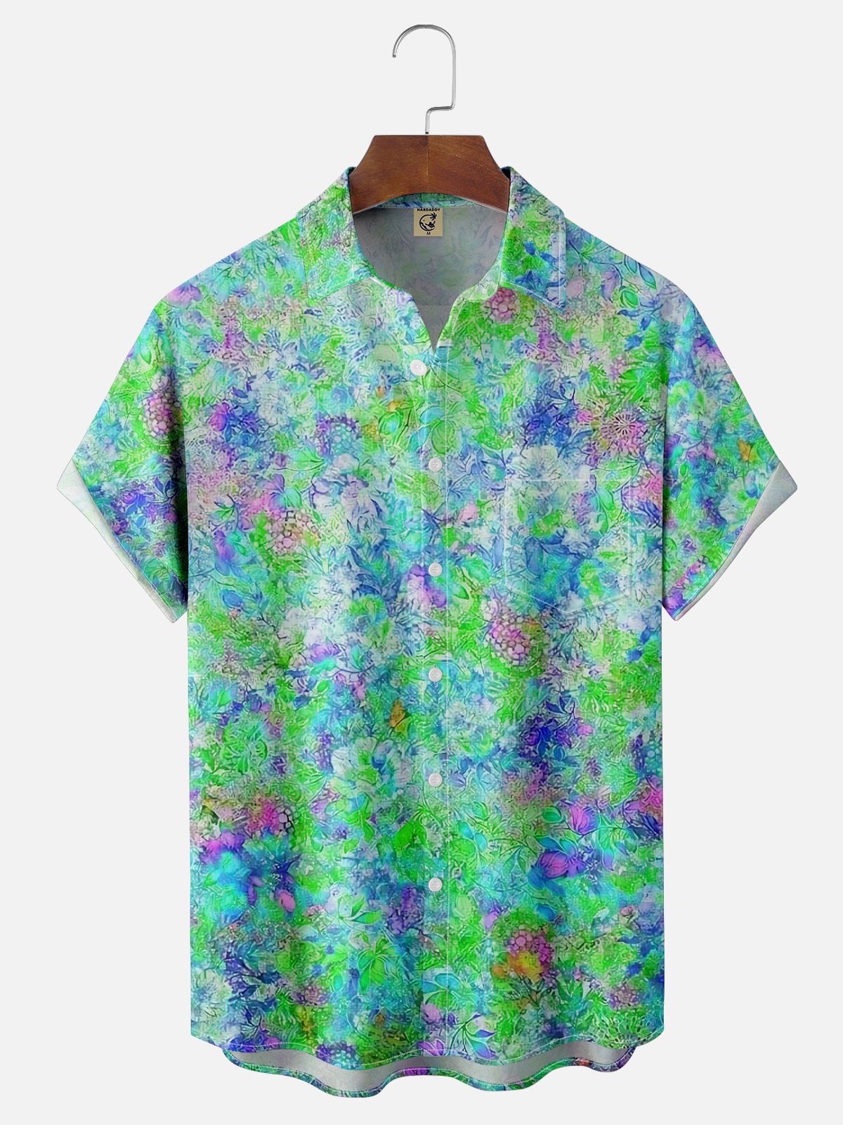 Moisture-wicking Art Floral Chest Pocket Hawaiian Shirt