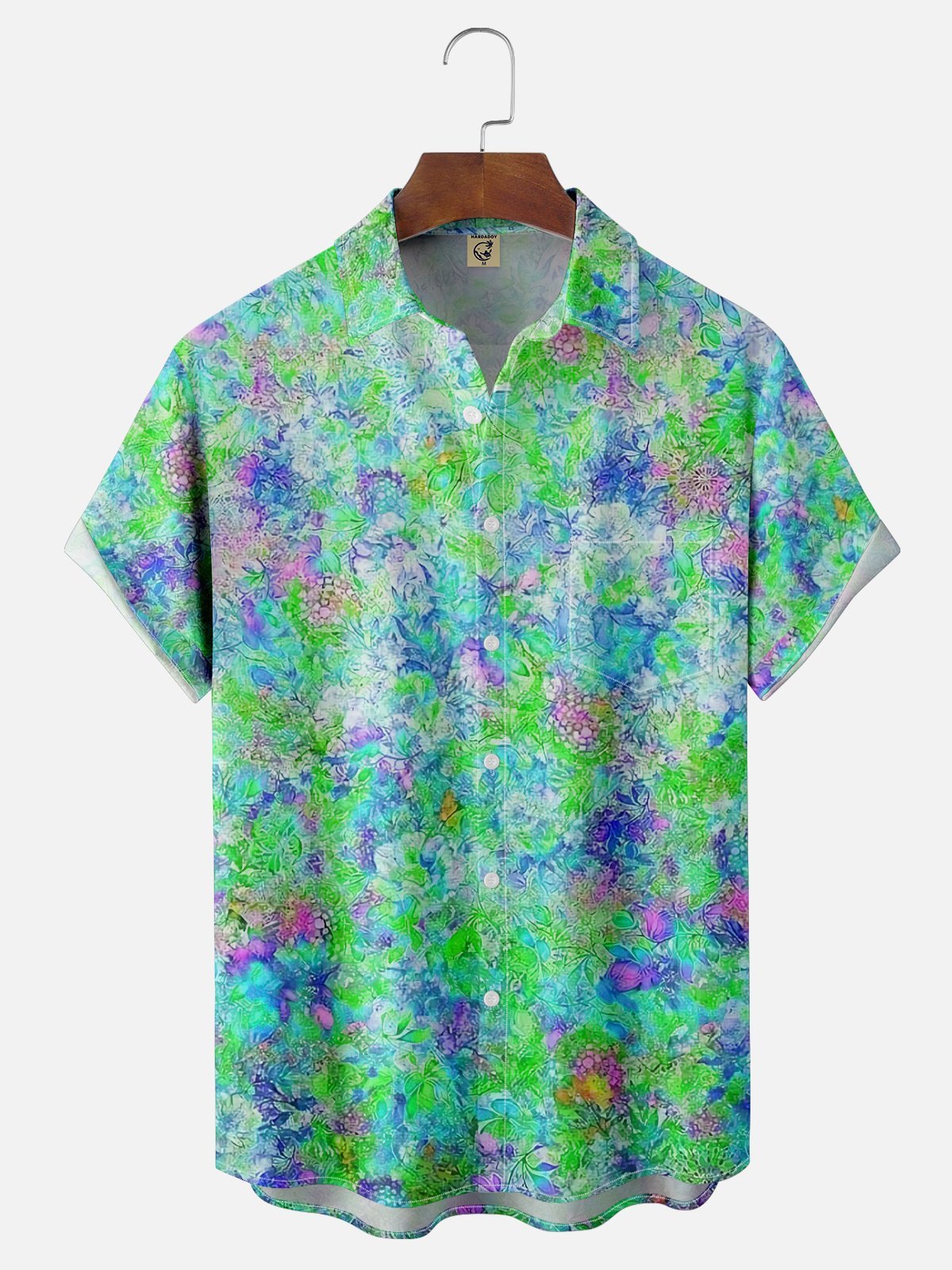 Moisture-wicking Art Floral Chest Pocket Hawaiian Shirt