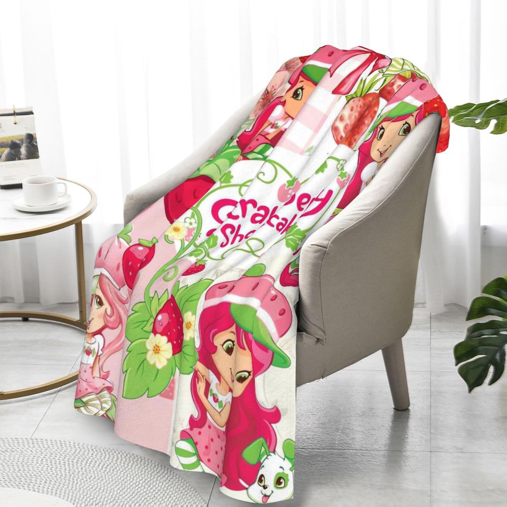 Soft Funny Throw Blanket S-Strawberry Cartoon Print Blankets,Perfect For Travel Or Home Comfort