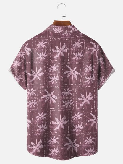 Moisture-wicking Funny Coconut Tree Chest Pocket Hawaiian Shirt