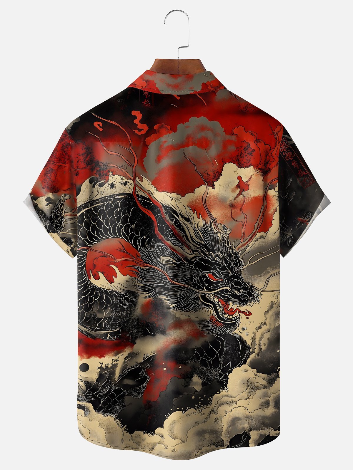 Moisture Wicking Ukiyo-e Dragon Chest Pocket Hawaiian Shirt