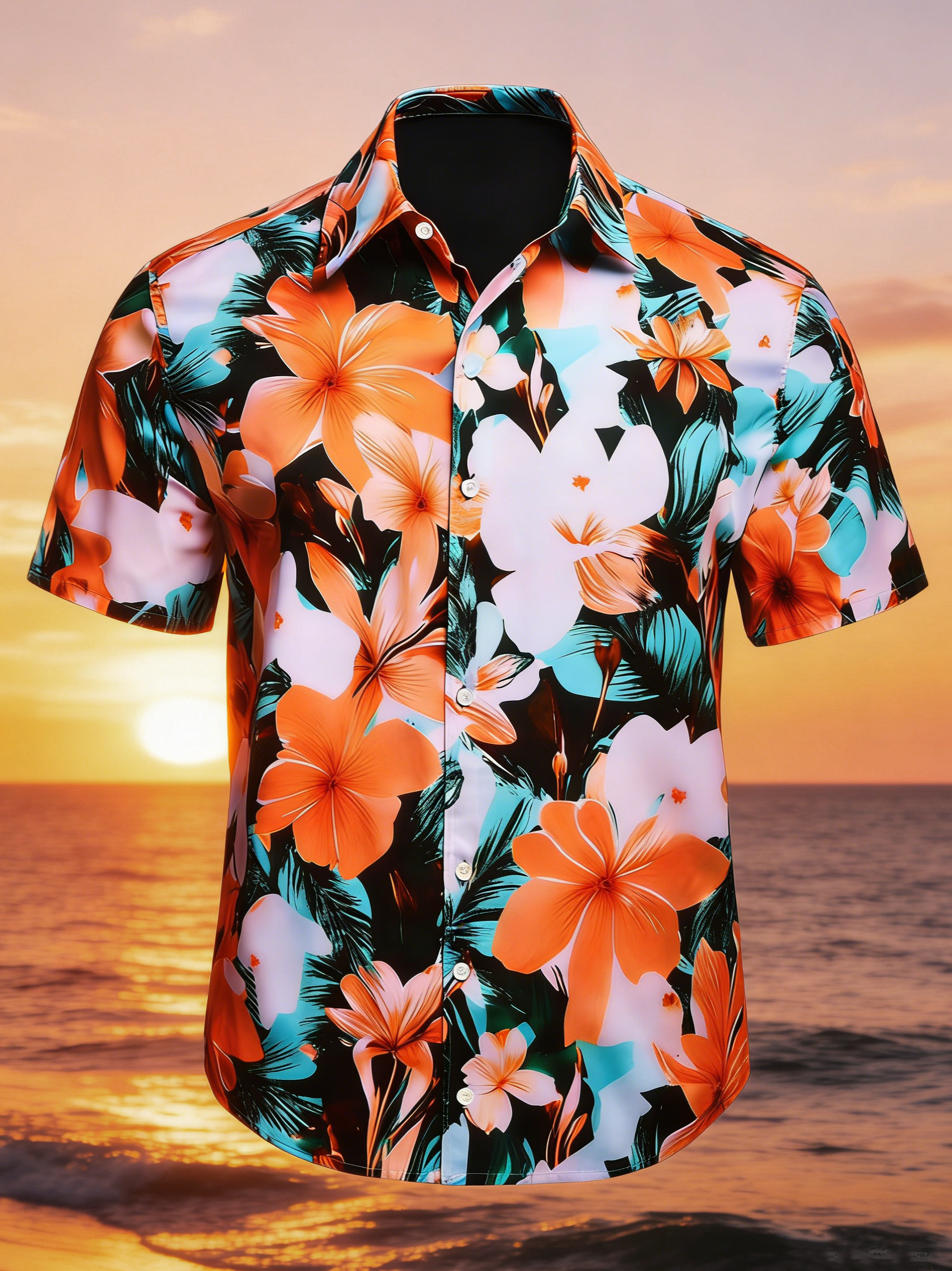 Moisture-wicking Floral Chest Pocket Hawaiian Shirt