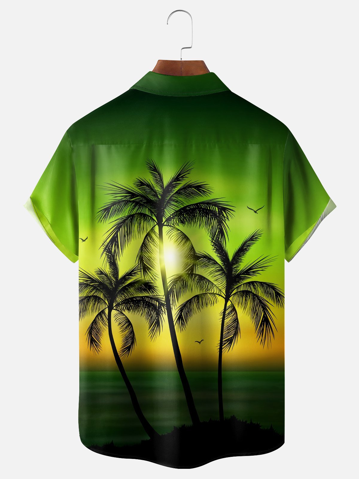 Moisture-wicking Palm Tree Chest Pocket Hawaiian Shirt