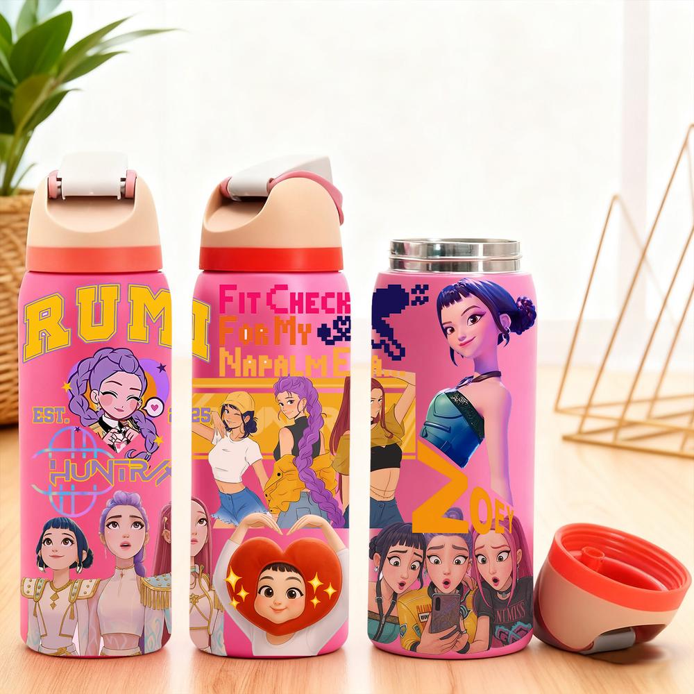 1Pc insulated mug, double wall skinny vacuum cup with leak-proof lid, hot cold drinks tumbler, hot 12 hours cold 24 hours, anime style print, stainless steel thermal travel mug, gift for women men, Christmas birthday holiday, Insulated Travel Drinkware