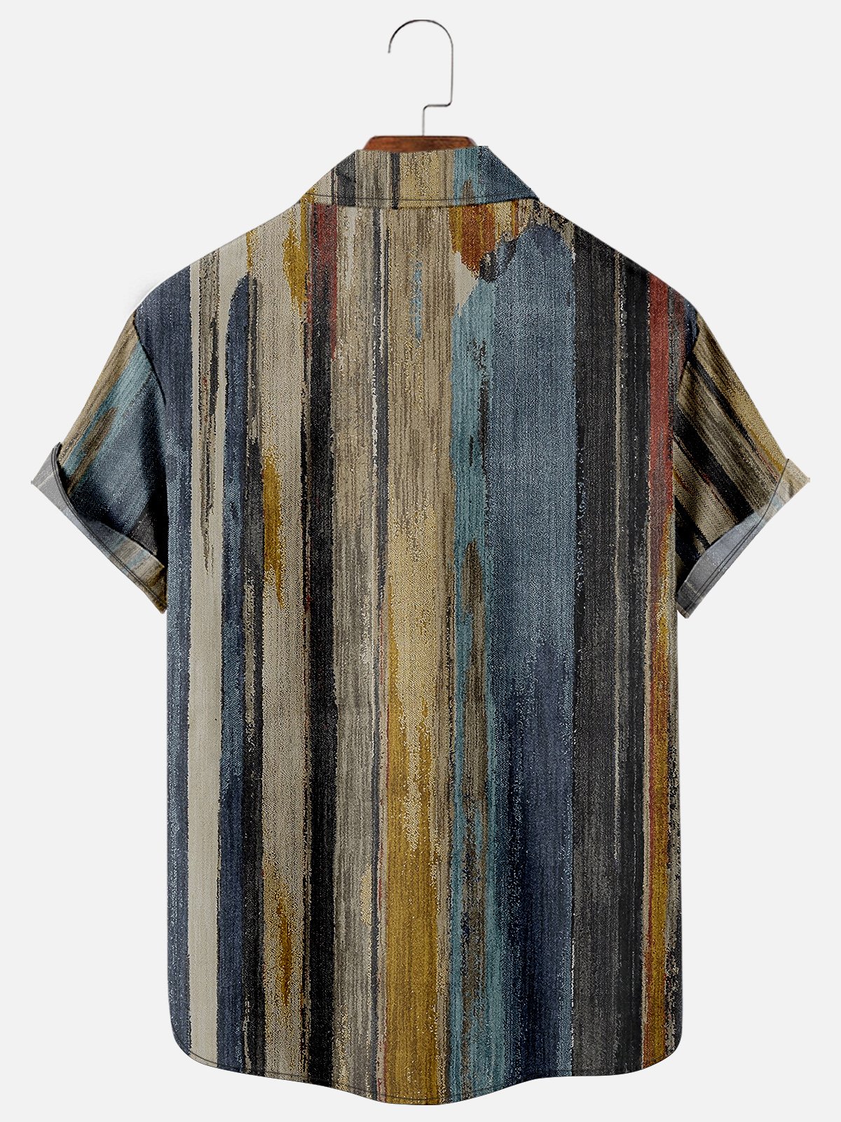 Shirts For Father Leisure Vacation Abstract Gradient Geometric Pattern Hawaiian Style Printed Shirt Top