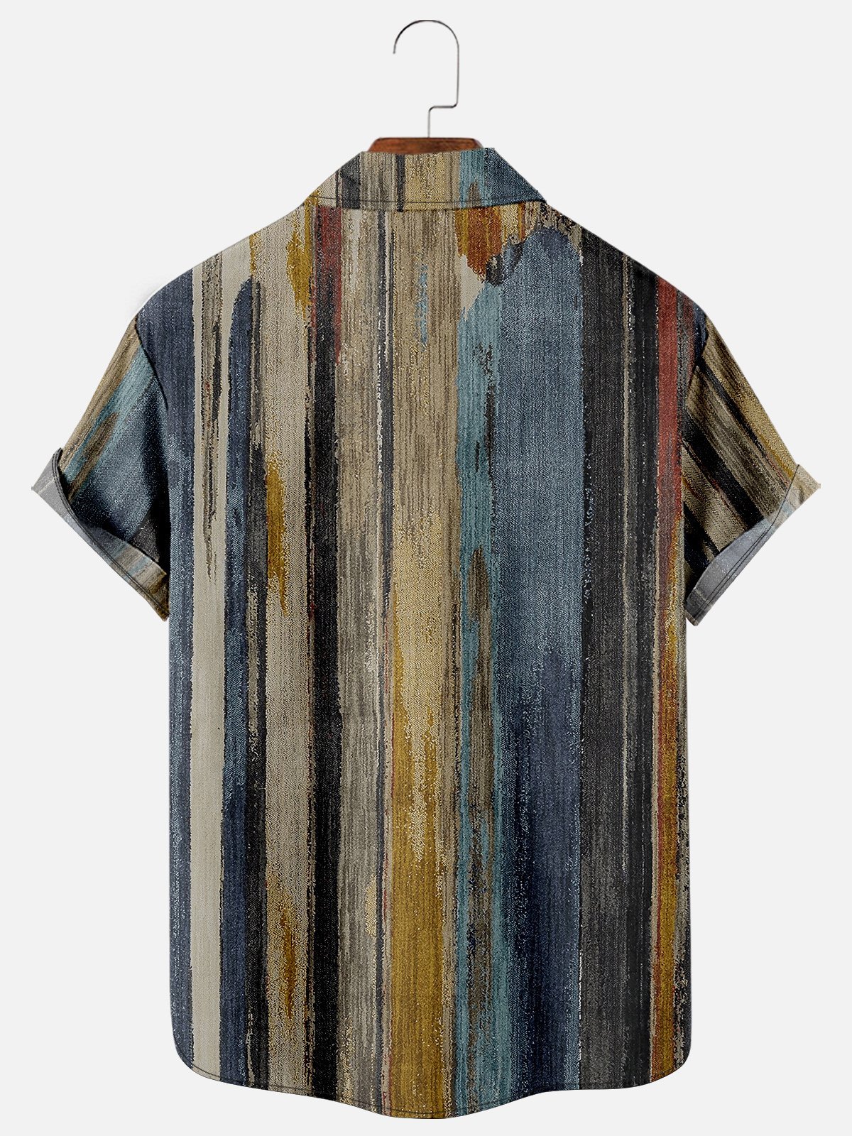 Shirts For Father Leisure Vacation Abstract Gradient Geometric Pattern Hawaiian Style Printed Shirt Top