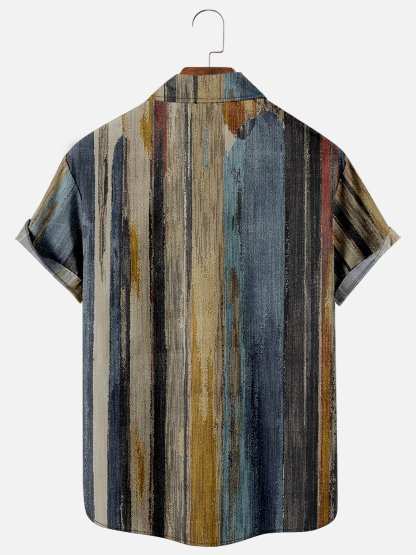 Shirts For Father Leisure Vacation Abstract Gradient Geometric Pattern Hawaiian Style Printed Shirt Top