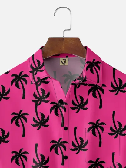 Moisture-wicking Palm Tree Chest Pocket Hawaiian Shirt