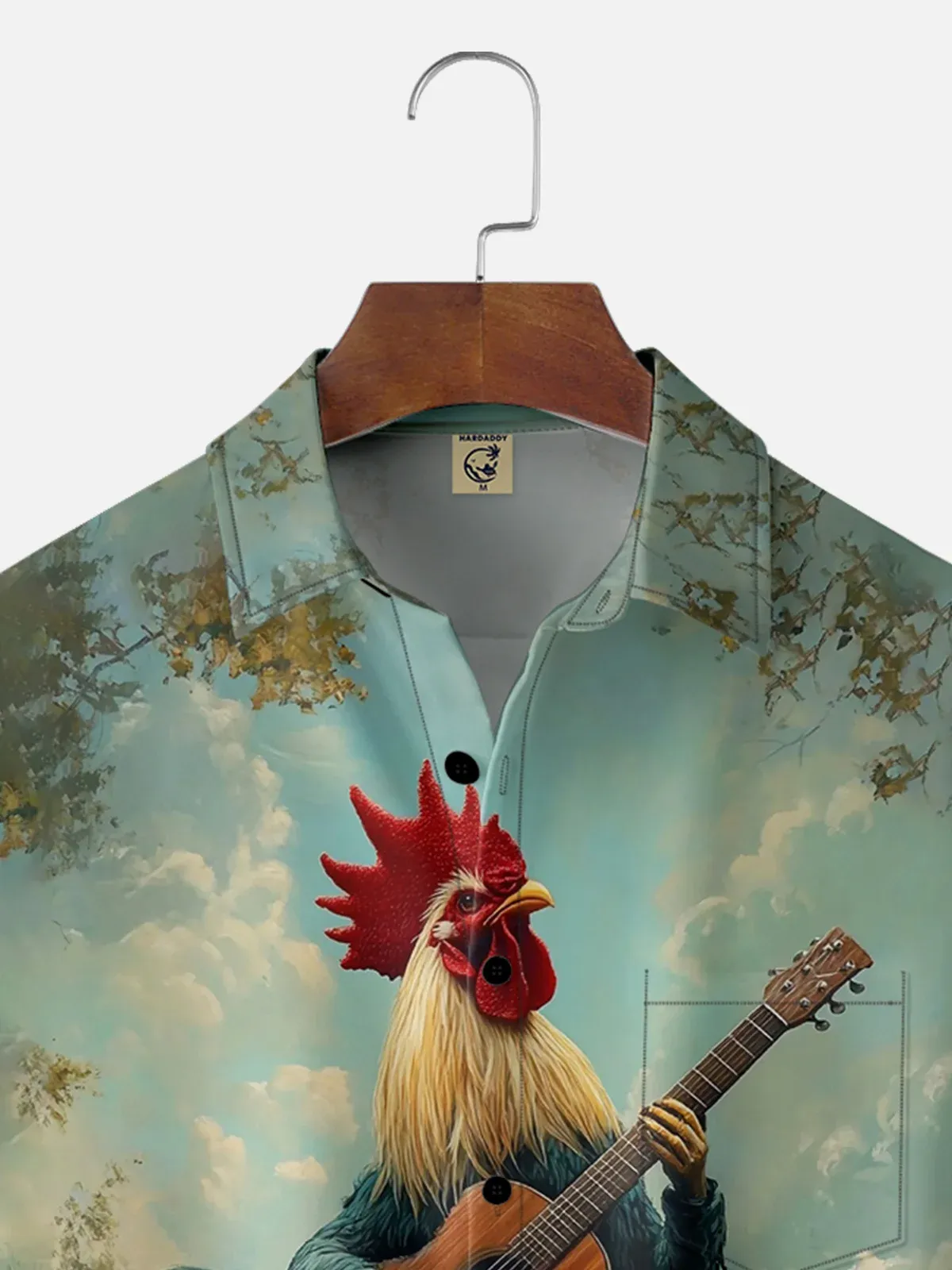 Moisture-wicking Chicken Music Chest Pocket Hawaiian Shirt