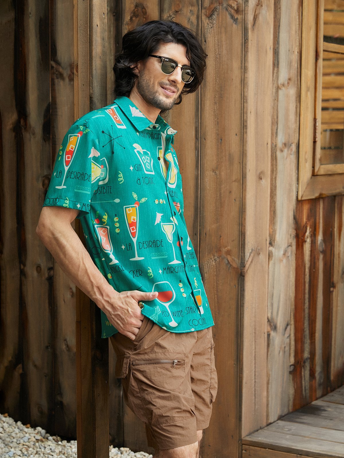 Medieval Cocktail Chest Pocket Short Sleeve Hawaiian Shirt