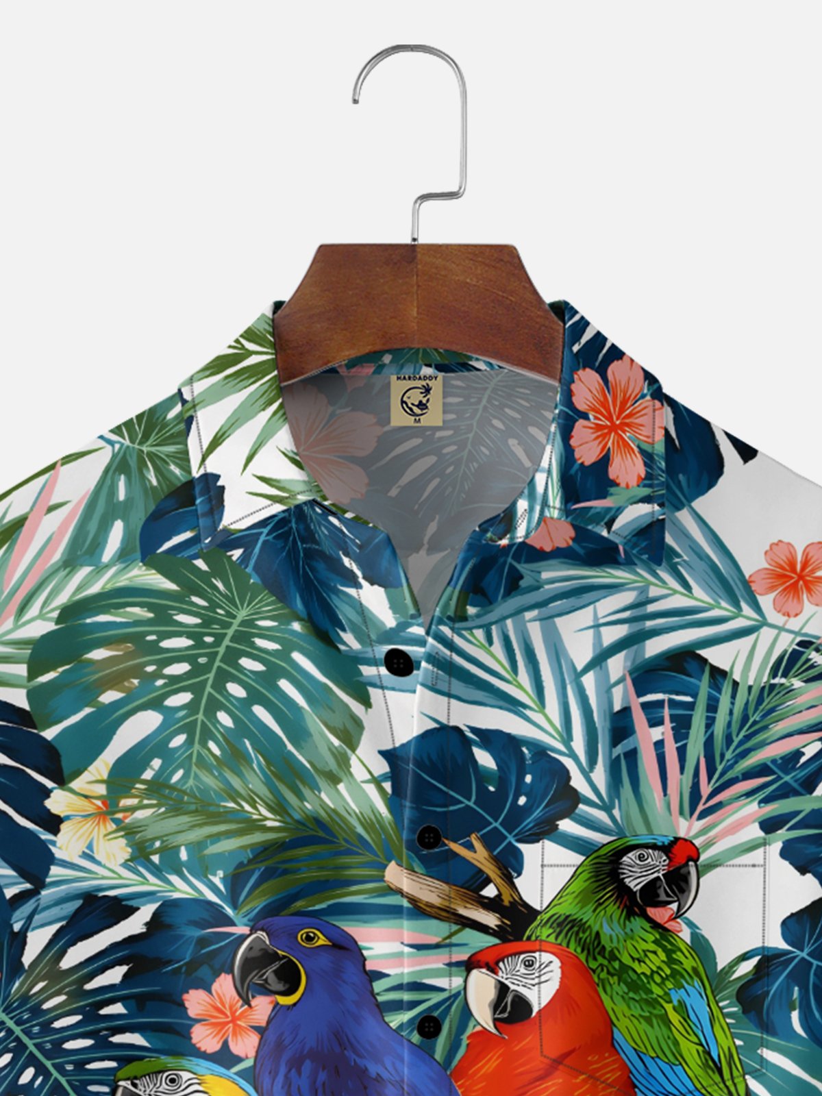 Moisture Wicking Floral Parrot Chest Pocke Holiday Hawaiian Shirt