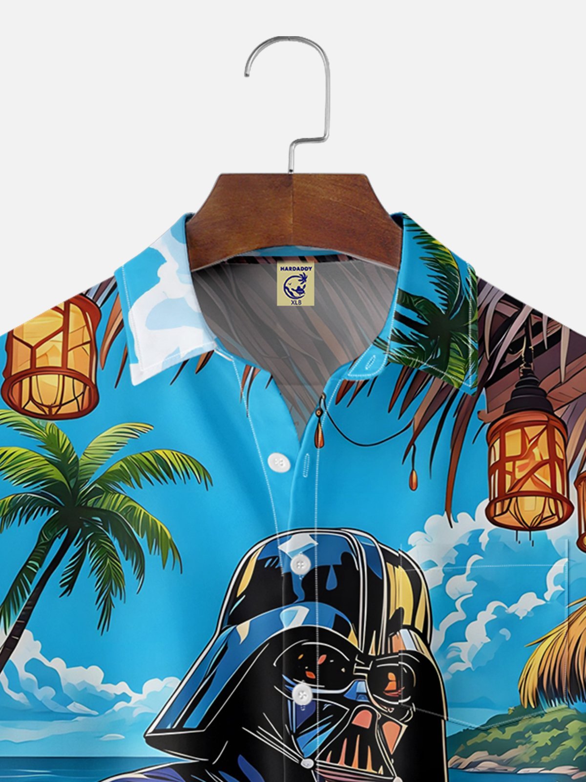 Big Size Moisture-wicking Star Beach Coconut Tree Chest Pocket Hawaiian Shirt