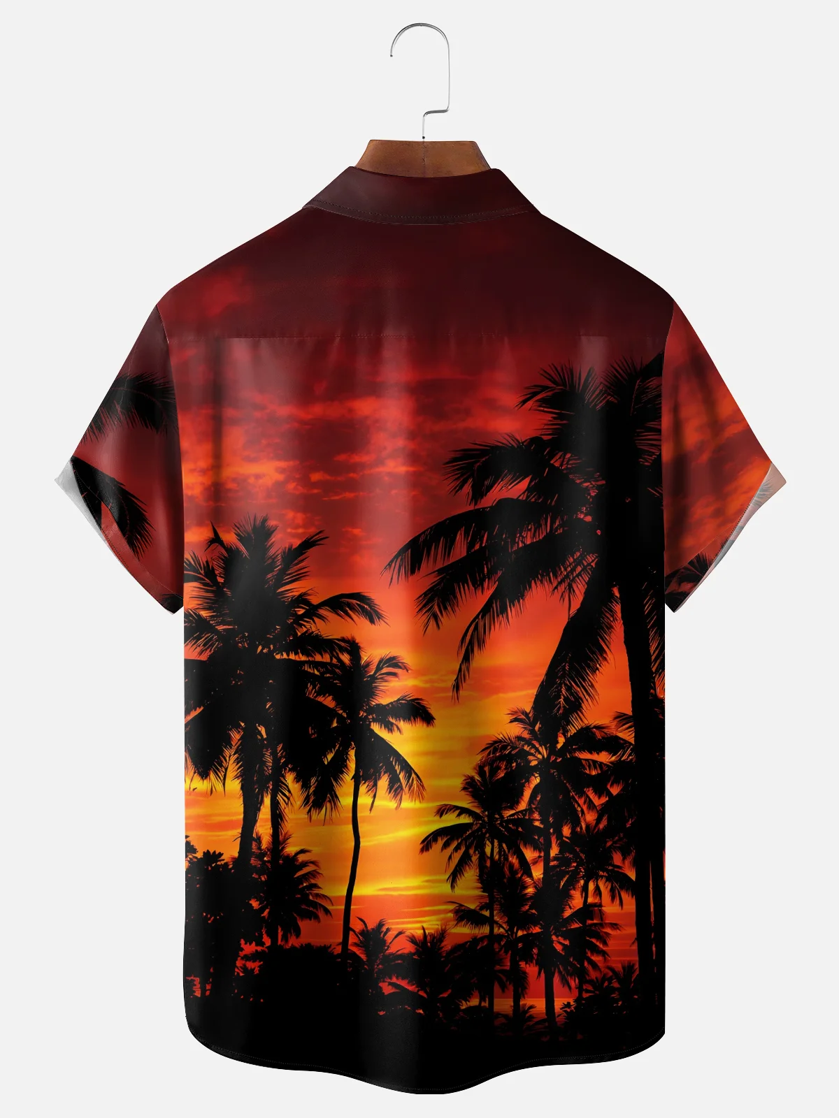 Moisture-wicking Coconut Trees Beach Chest Pocket Hawaiian Shirt