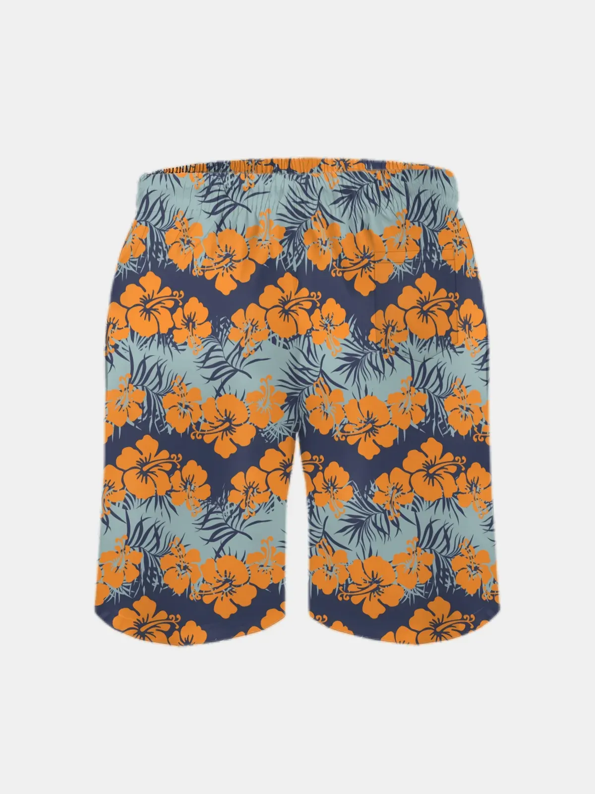 Men's Swim Trunks Hawaiian Tropical Hibiscus Flower Beach Shorts with Pockets