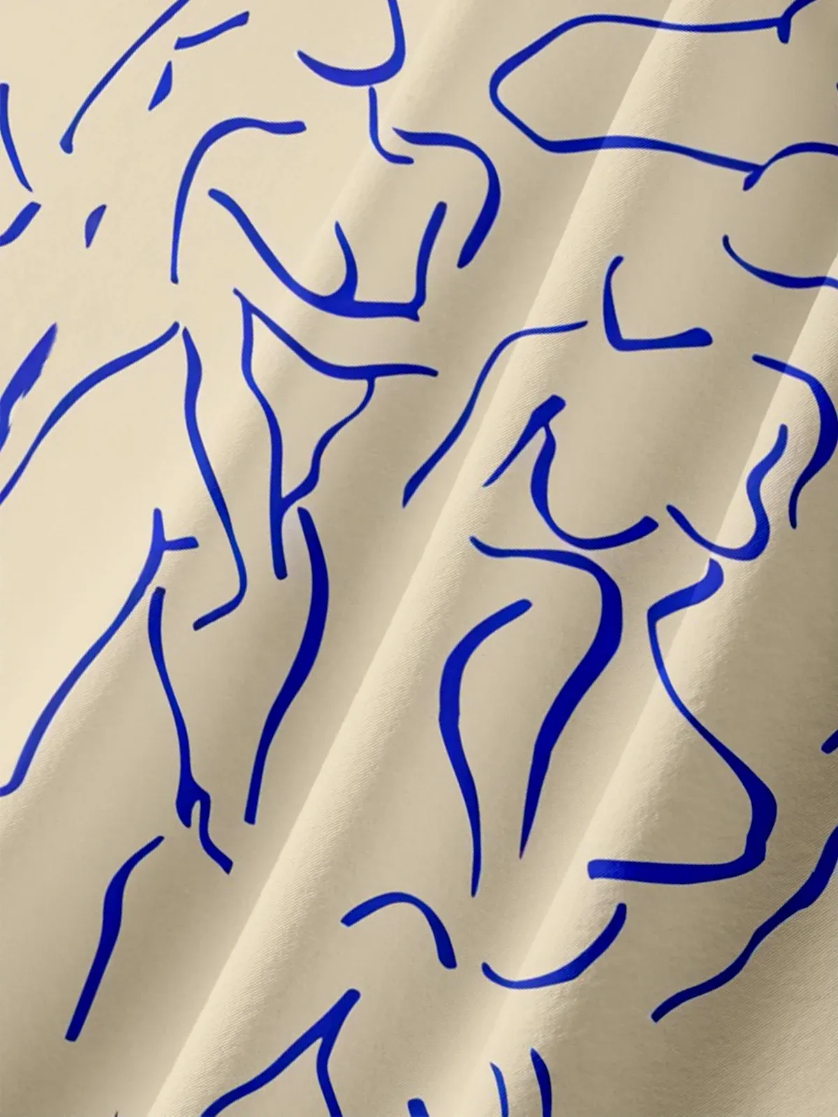Moisture-wicking Art Blue Abstract Line Drawing Chest Pocket Hawaiian Titty Shirt