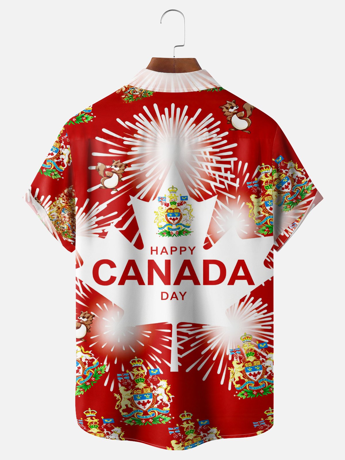 Moisture-Wicking Canada Day Japanese Ethnic Flag Maple Leaf Chest Pocket Holiday Hawaiian Shirt