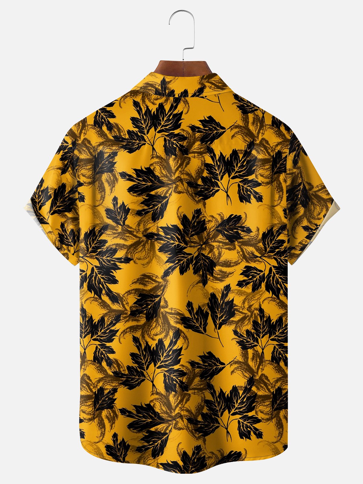 Moisture-wicking Tropical Leaves Chest Pocket Hawaiian Shirt