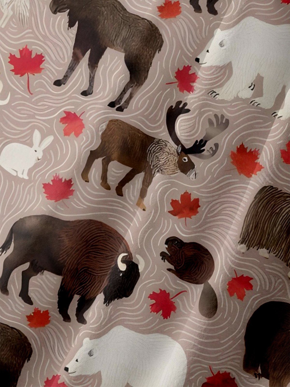 Moisture-wicking Canada Day Animal Maple Leaf Chest Pocket Hawaiian Shirt