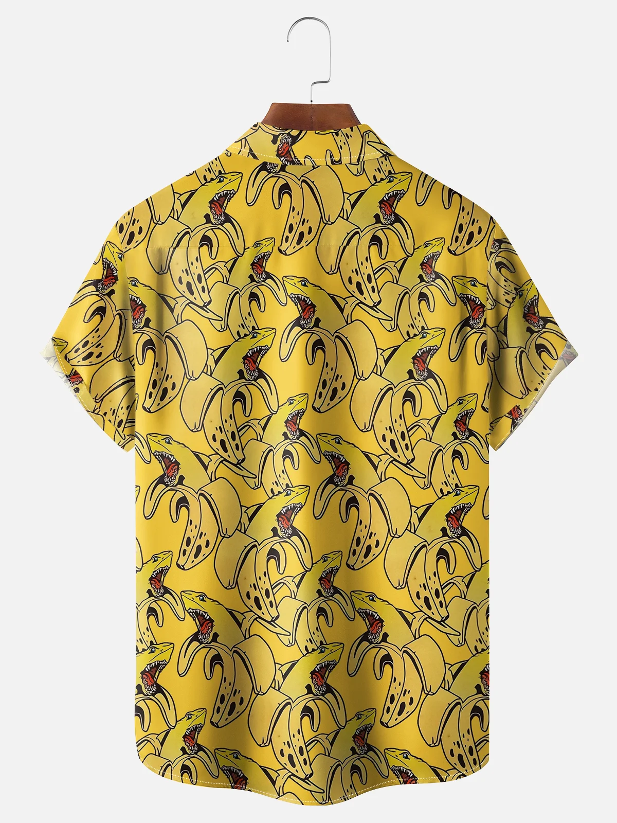 Moisture Wicking Banana Shark Chest Pocket Hawaiian Shirt
