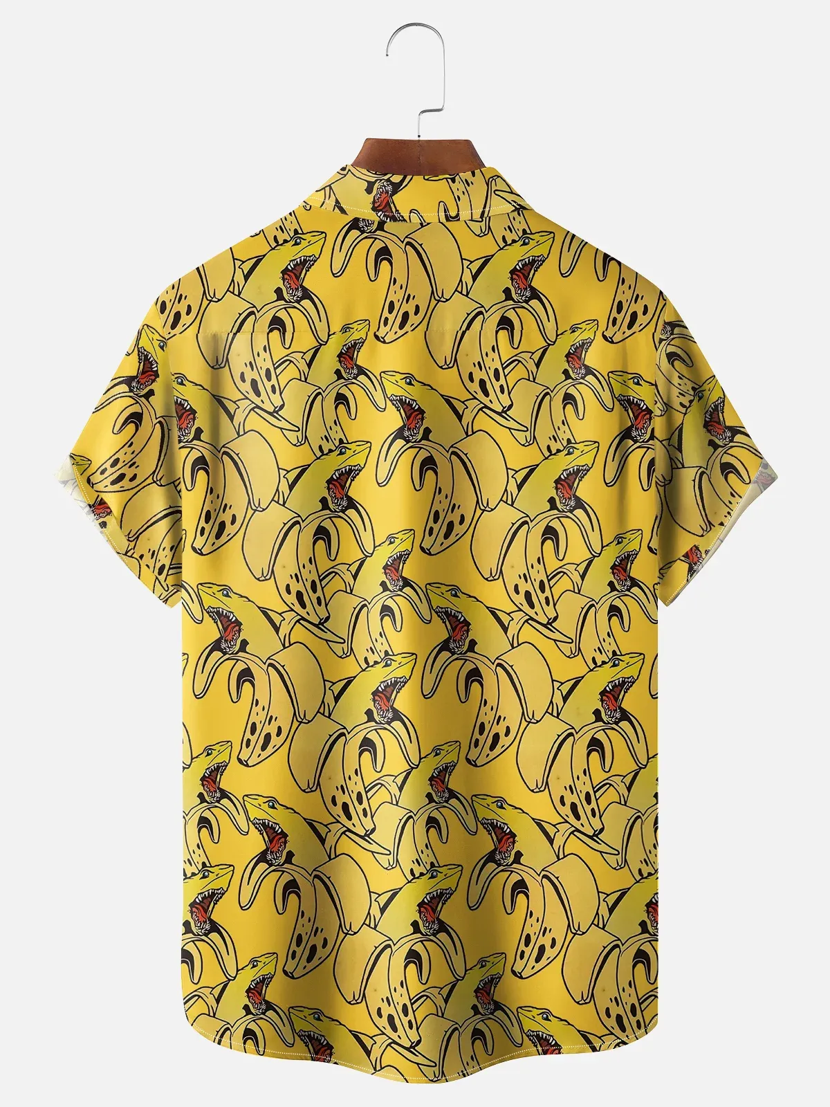 Moisture Wicking Banana Shark Chest Pocket Hawaiian Shirt