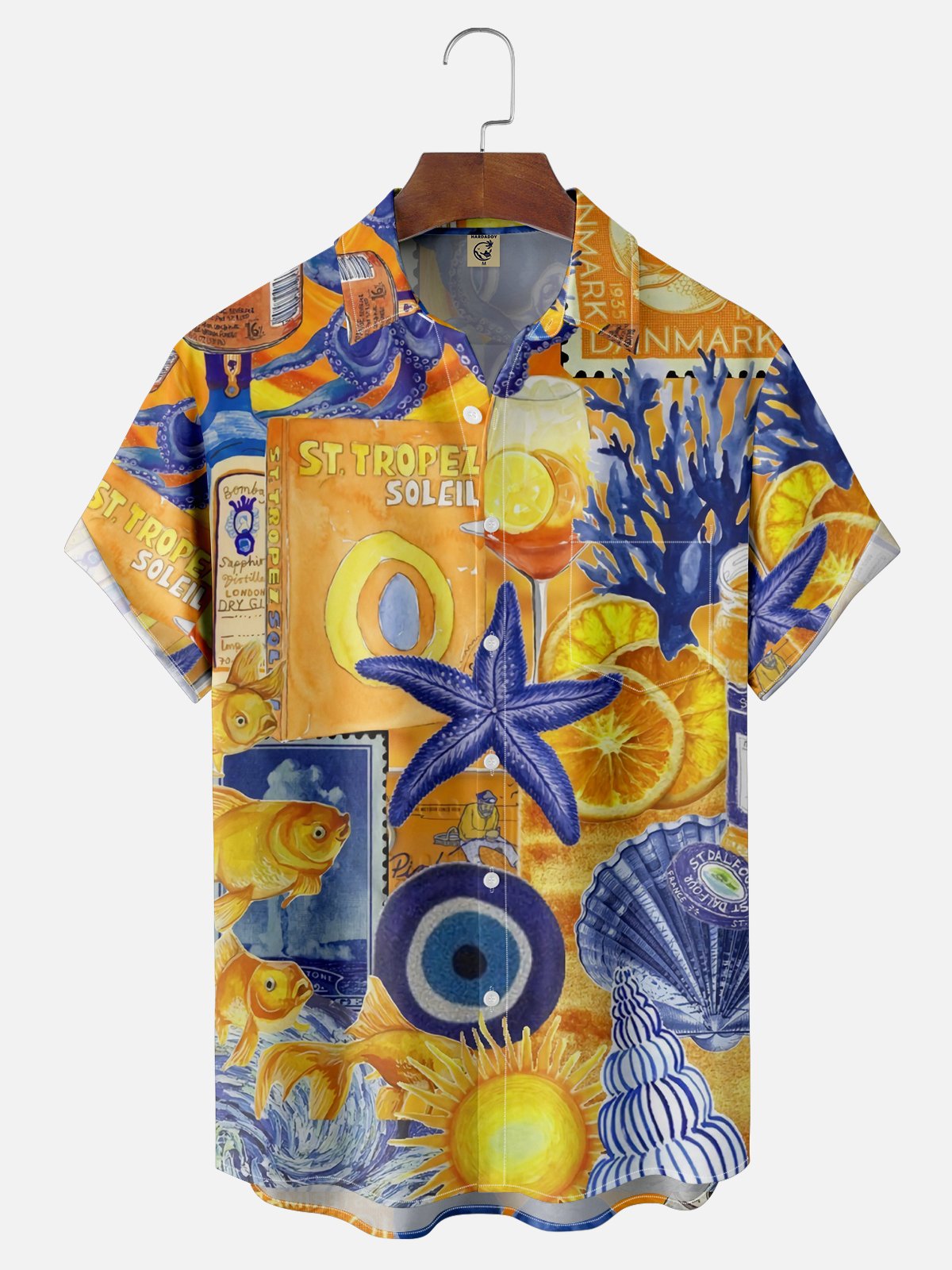 Moisture Wicking Ocean Chest Pocket Hawaiian Shirt