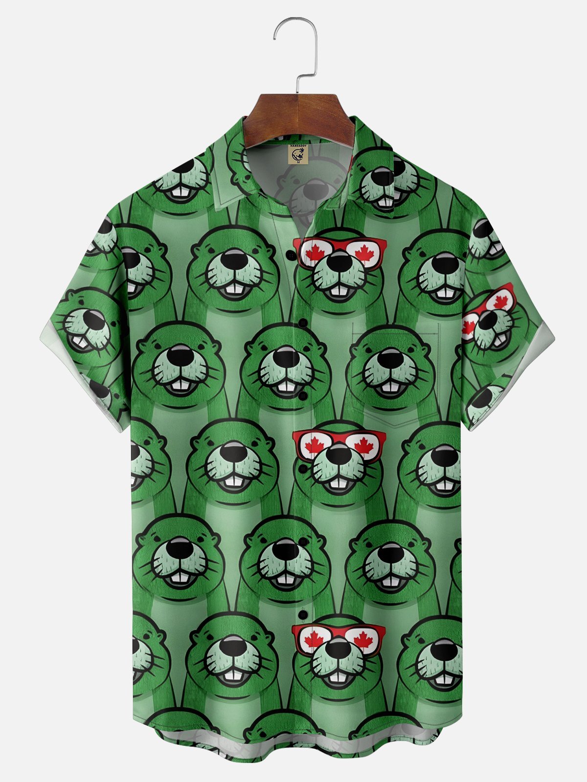 Moisture-wicking Canada Day Animal Maple Leaf Chest Pocket Hawaiian Shirt