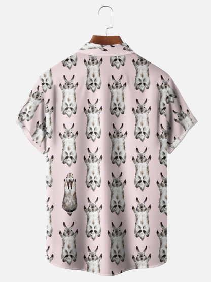 Moisture-wicking Easter Bunny Funny Chest Pocket Casual Shirt