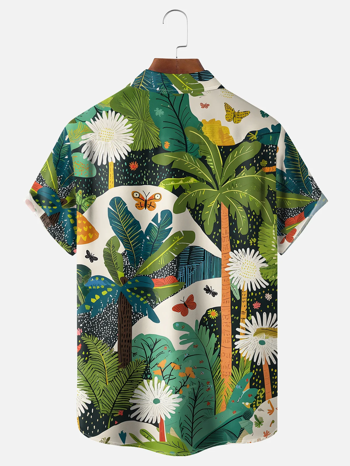 Moisture-wicking Palm Tree Chest Pocket Hawaiian Shirt