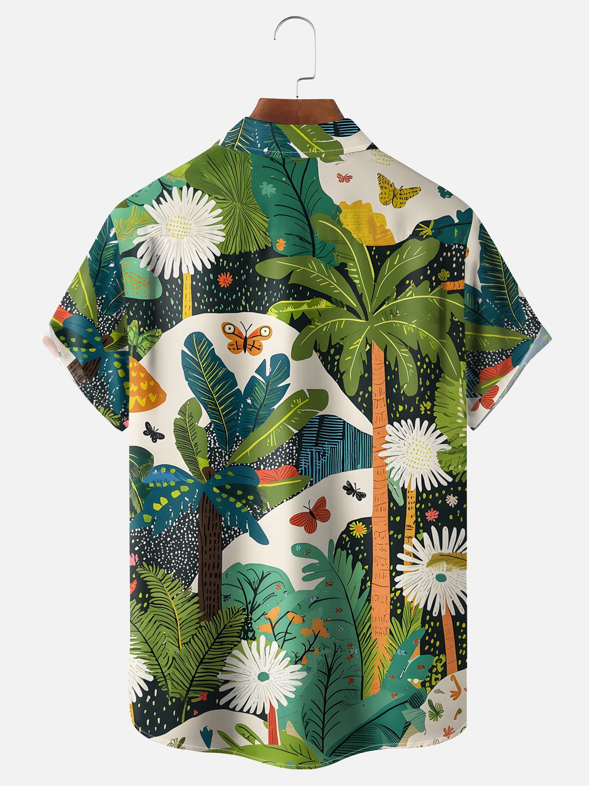 Moisture-wicking Palm Tree Chest Pocket Hawaiian Shirt