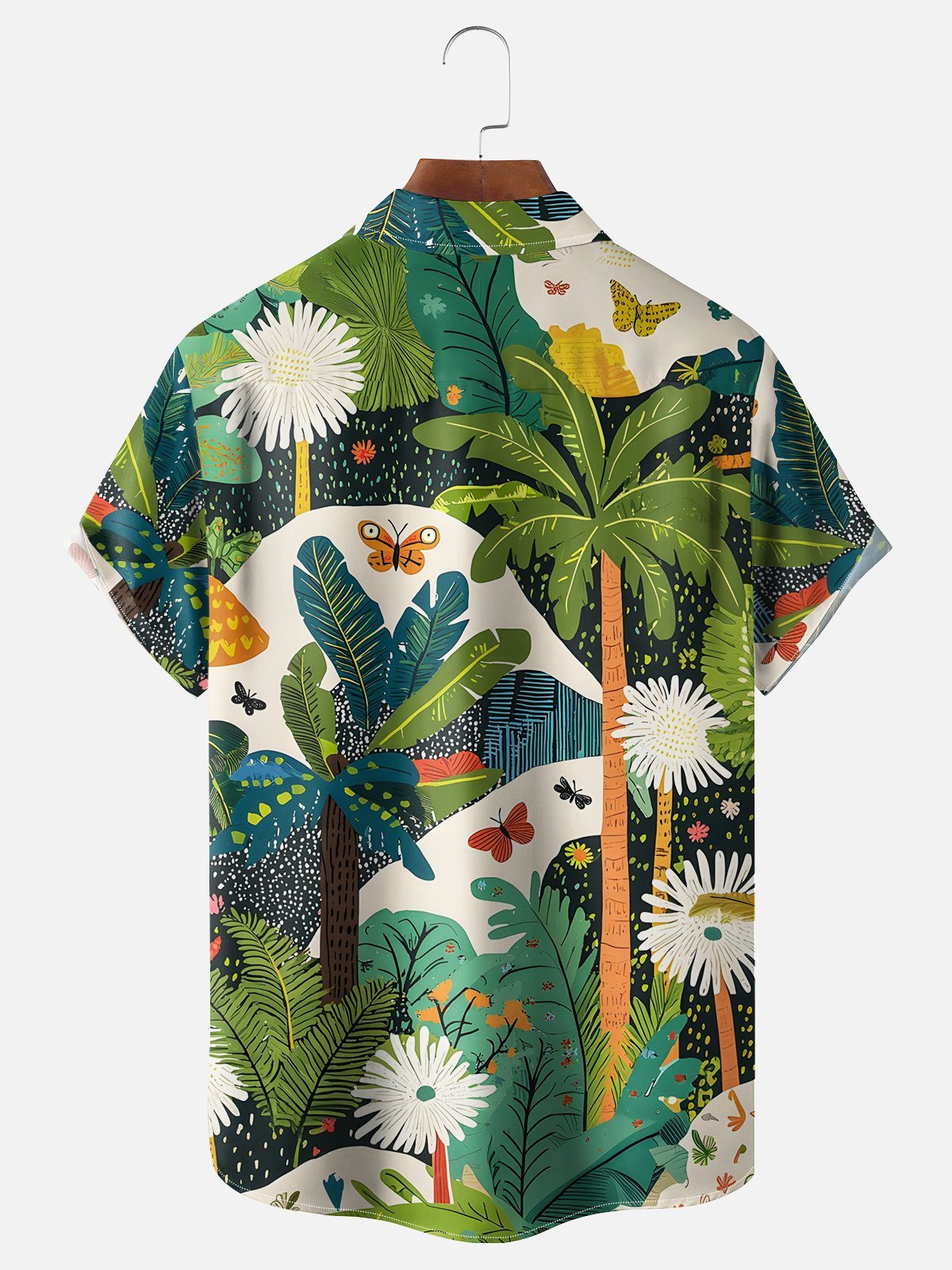 Moisture-wicking Palm Tree Chest Pocket Hawaiian Shirt