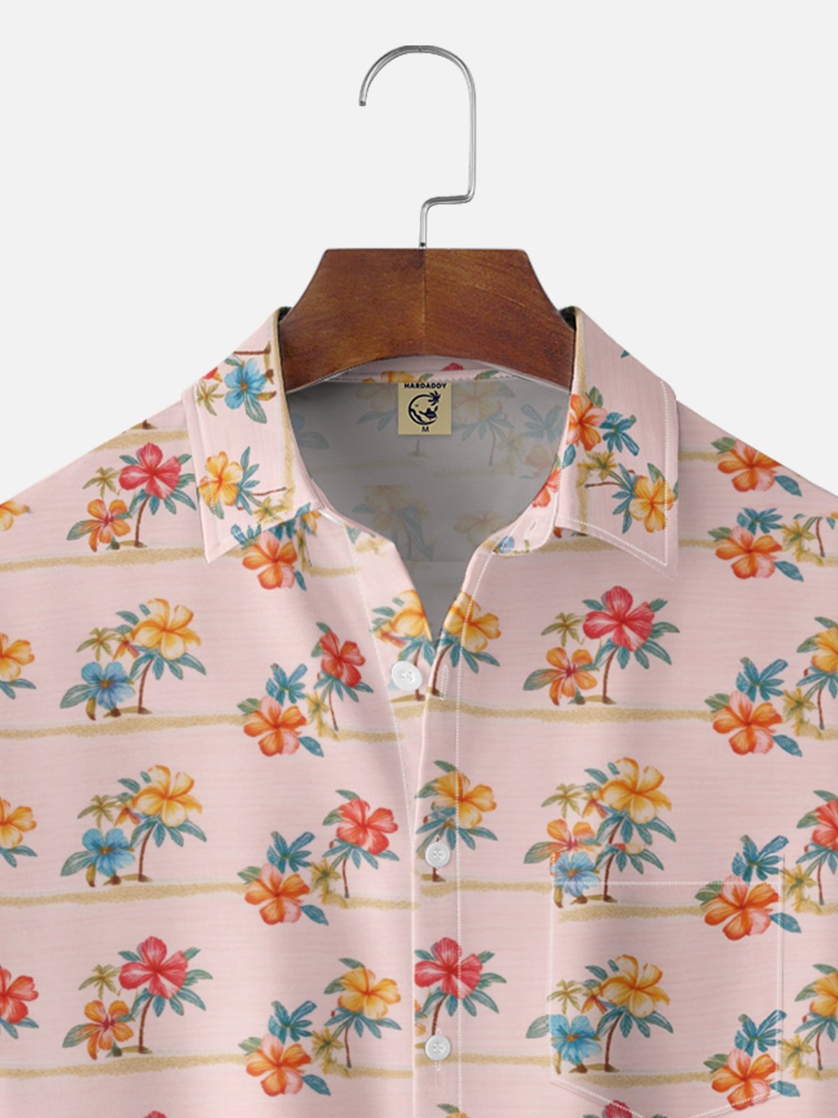 Moisture-Wicking Ombré Floral Hawaiian Shirt with Chest Pocket