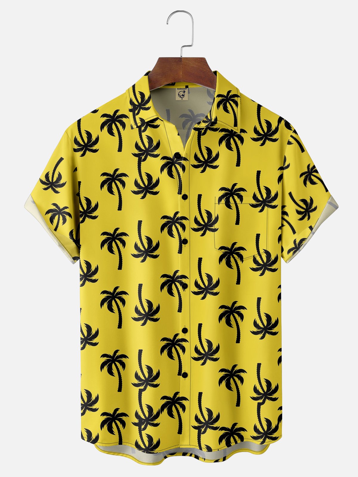 Moisture-wicking Palm Tree Chest Pocket Hawaiian Shirt