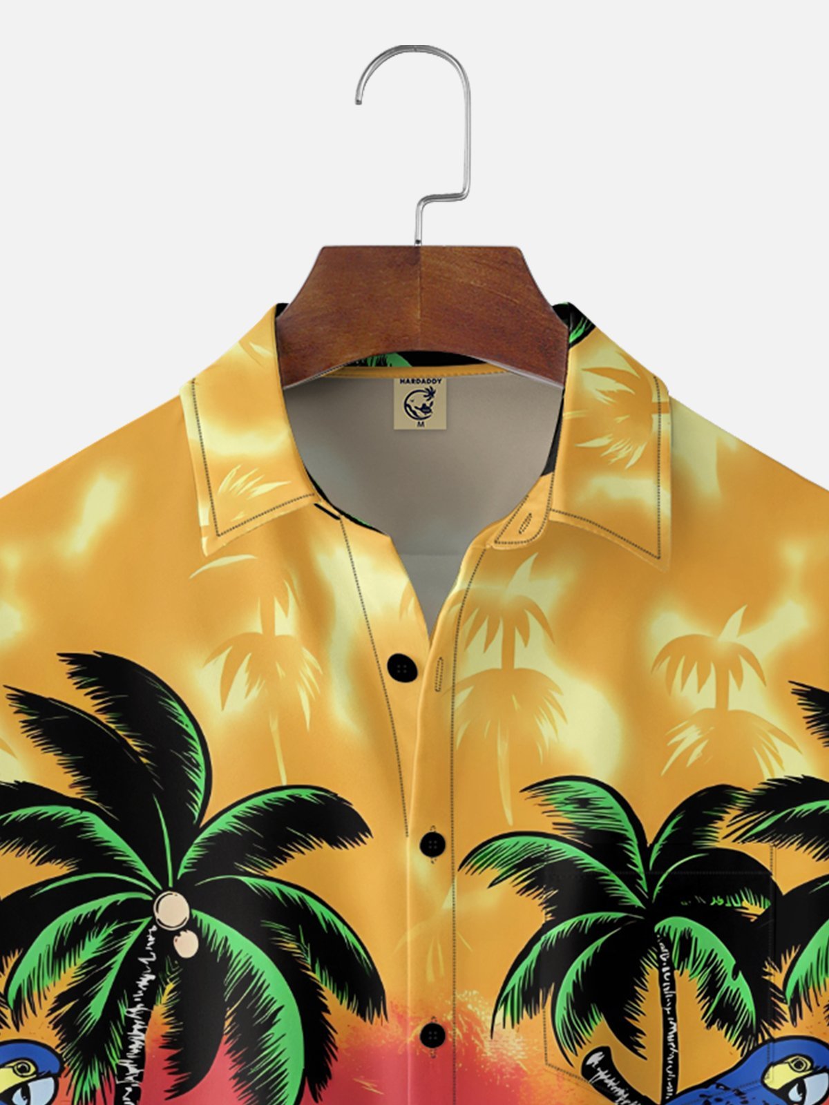 Moisture Wicking Tropical Plants Flowers Coconut Trees and Parrots Chest Pocket Holiday Hawaiian Shirt