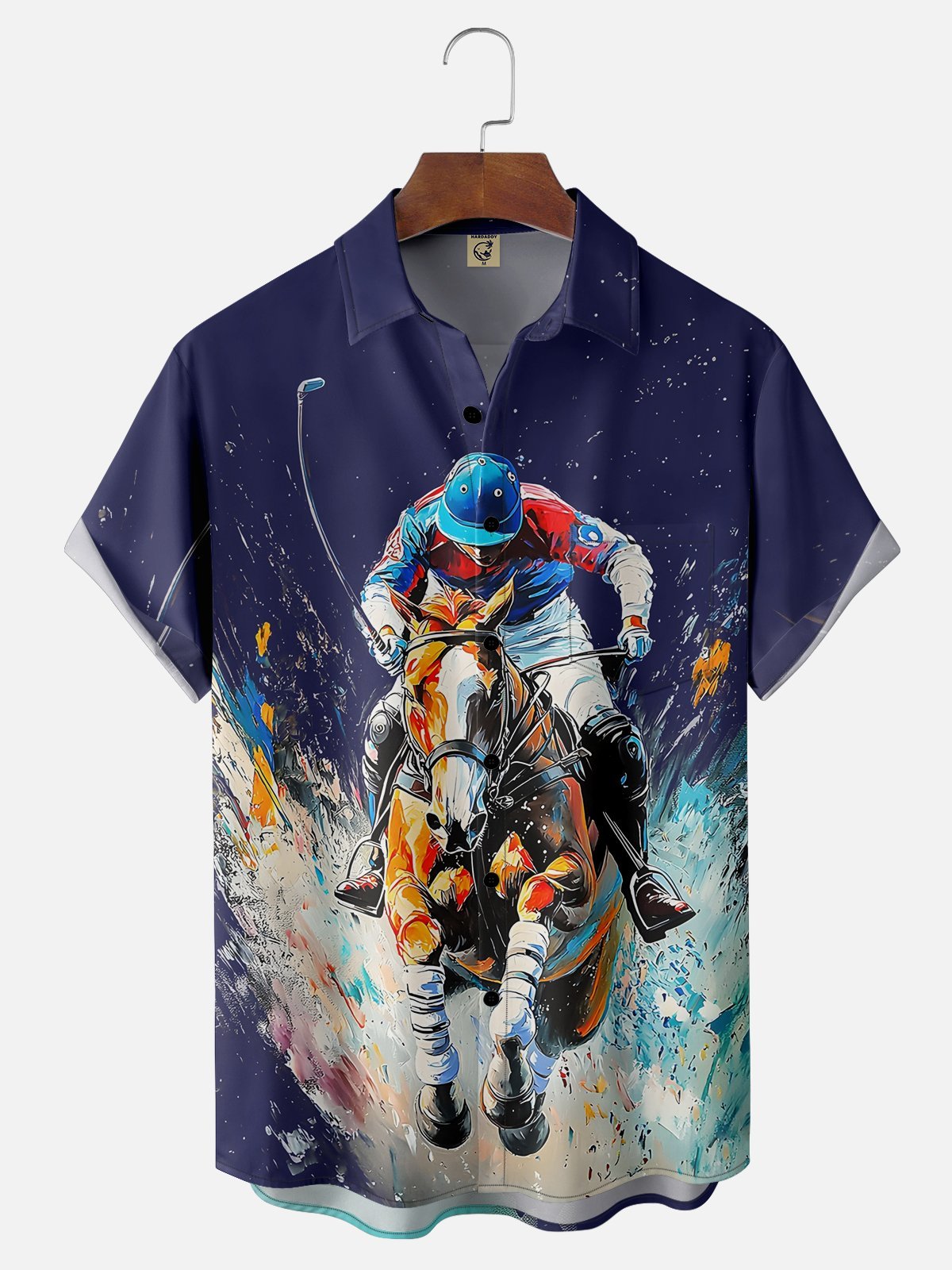 Moisture-wicking Kentucky Derby Horse Racing Chest Pocket Casual Shirt