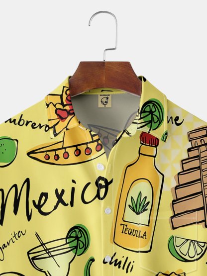 Mexican Tacos Chest Pocket Short Sleeve Hawaiian Shirt