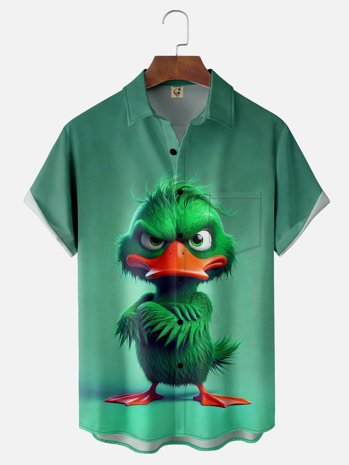 Moisture-wicking Angry Duck Chest Pocket Hawaiian Shirt