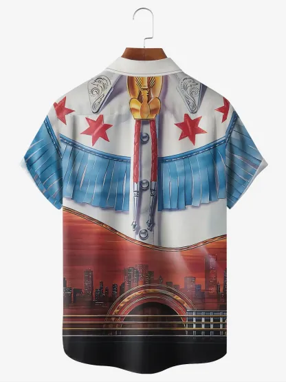 Moisture-wicking West Cowboy Chest Pocket Hawaiian Shirt