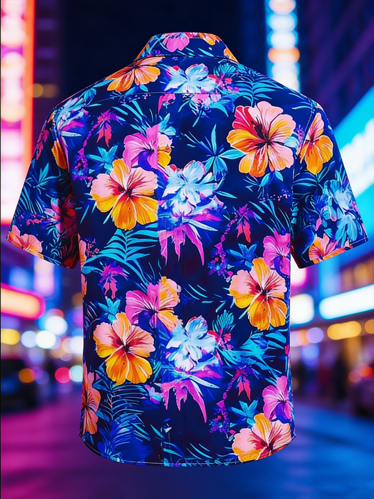 Moisture-wicking Tropical Palm Tree Chest Pocket Hawaiian Shirt