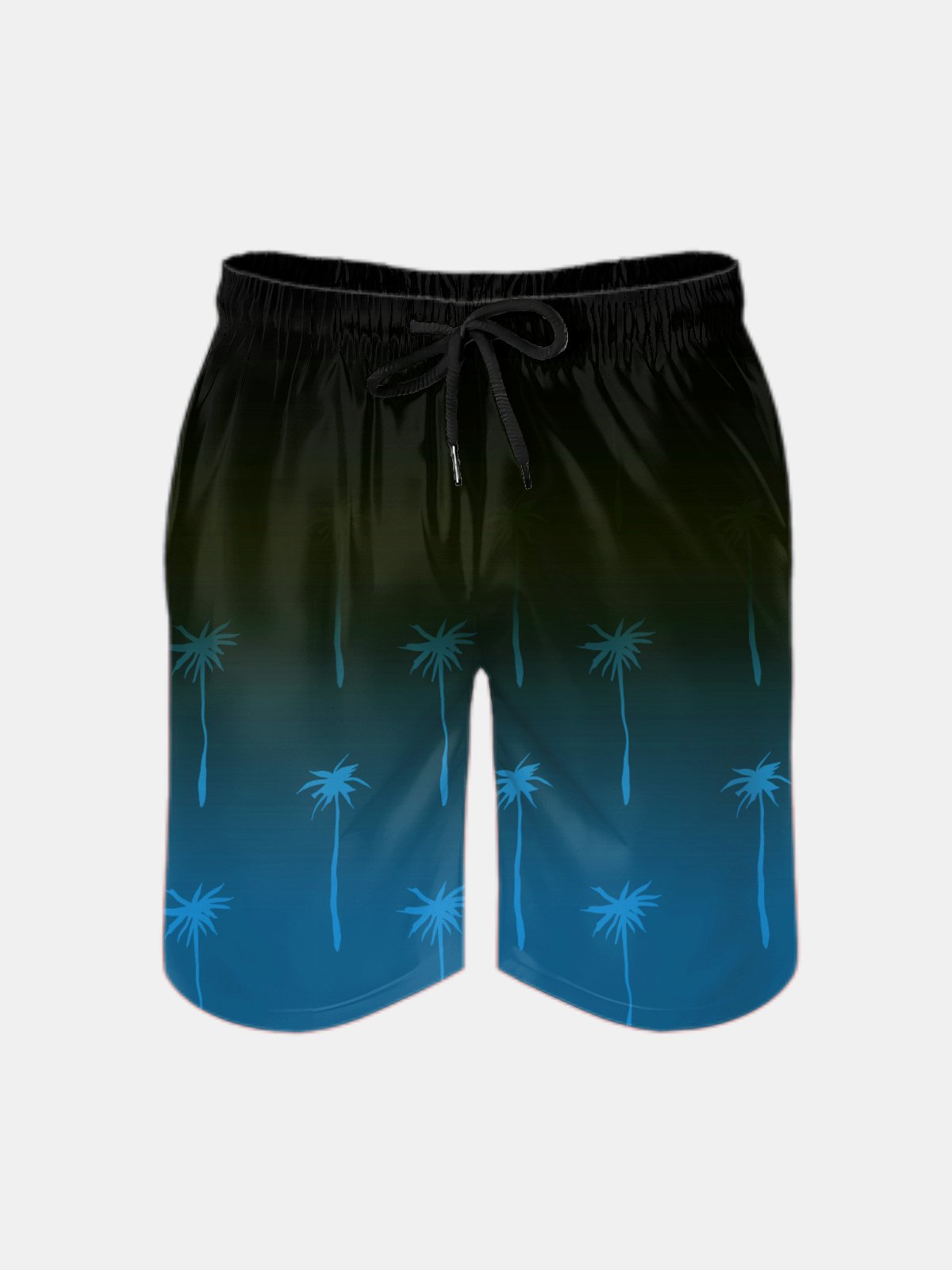 Men's Swim Trunks Hawaiian Tropical Gradient Palm Tree Beach Shorts with Pockets