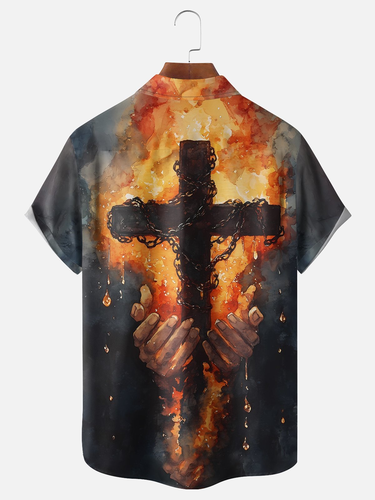 Moisture-wicking Easter Christian Cross Chest Pocket Casual Shirt
