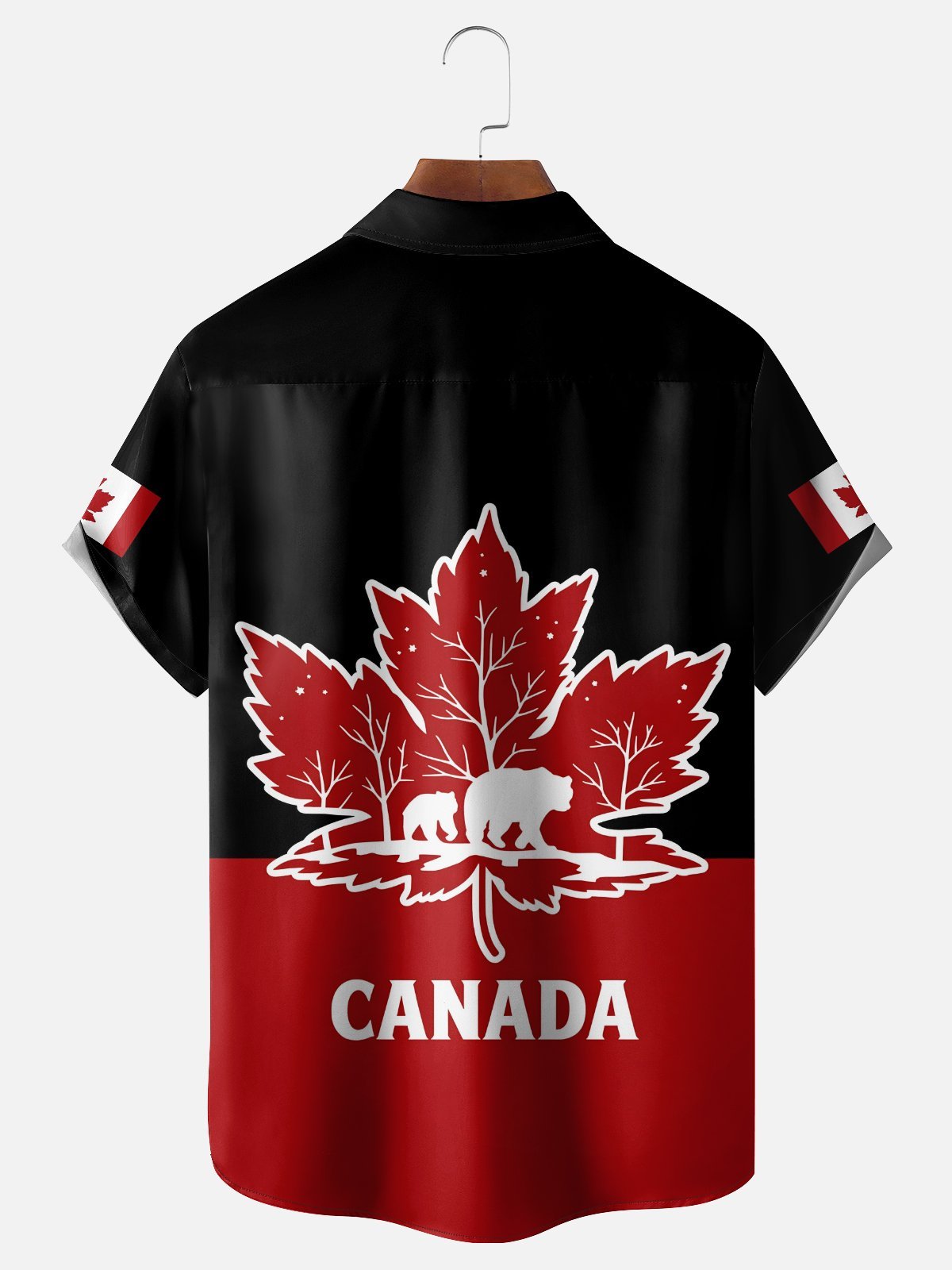 Moisture Wicking Canada Day Maple Bear Chest Pocke Holiday Hawaiian Shirt