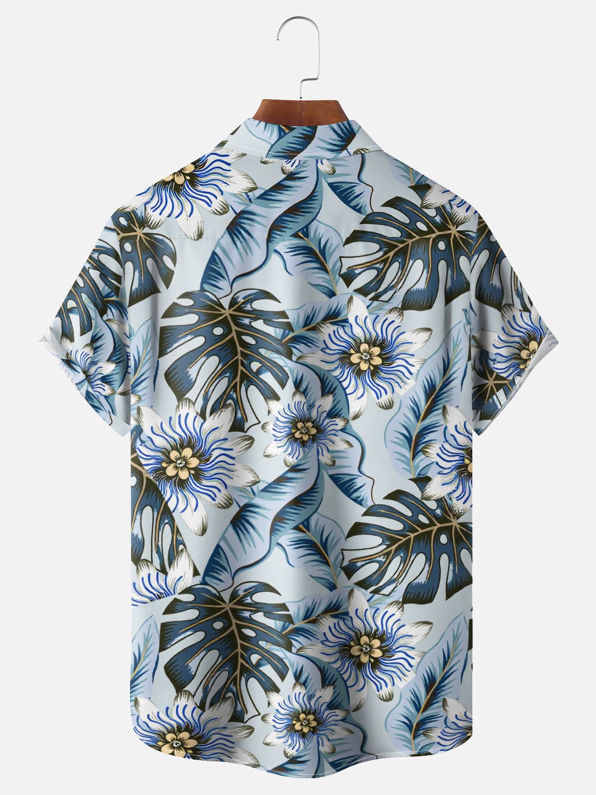 Moisture Wicking Botanical Print  Chest Pocket Holiday Hawaiian Shirt