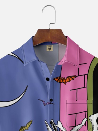 X Artist Janet Johnson Moisture Wicking Abstract Bunny Art Painting Chest Pocket Hawaiian Shirt