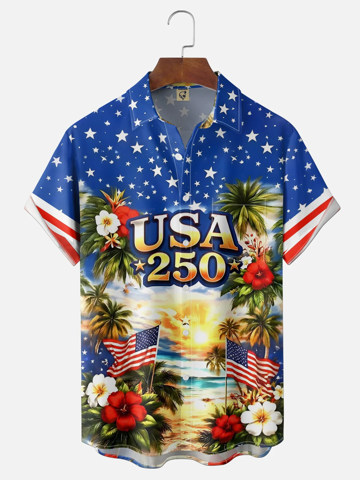 Moisture Wicking 250th Anniversary Of The United States Independence Day Chest Pocket Holiday Hawaiian Shirt