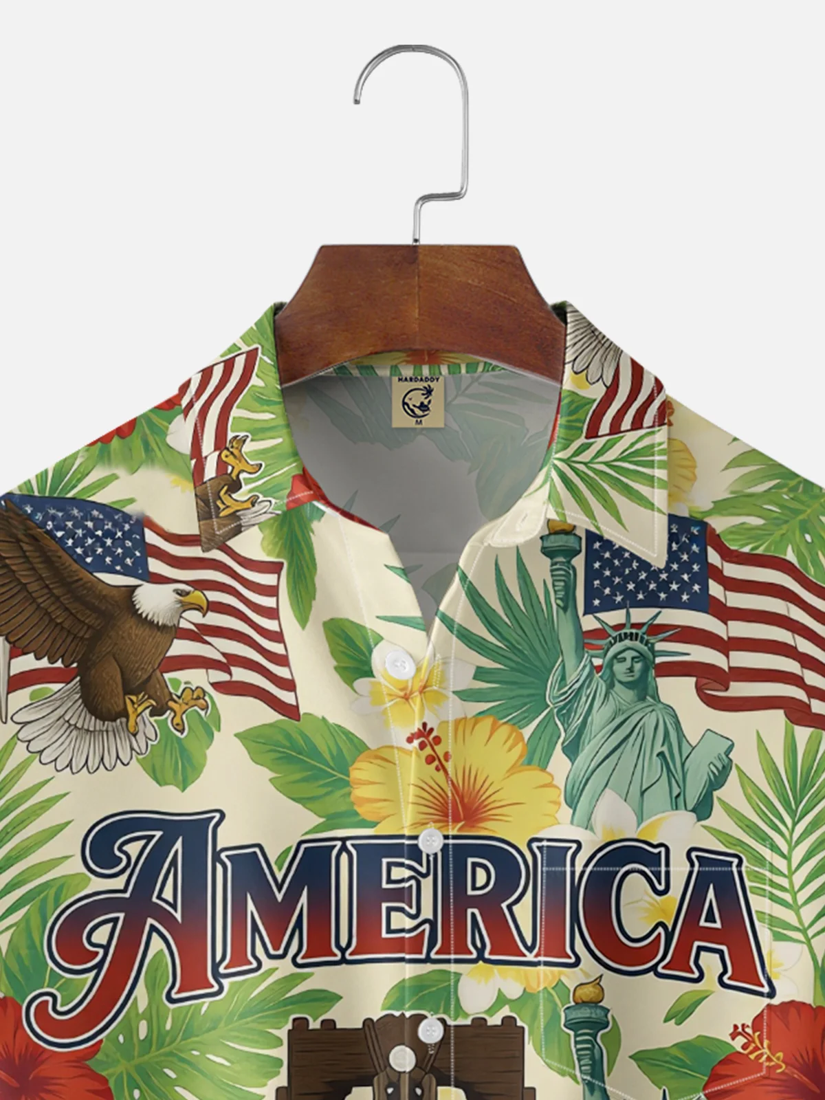 Moisture Wicking 250th U.S. Independence Day Commemorative Edition Botanical Flora Chest Pocket l Hawaiian Shirt