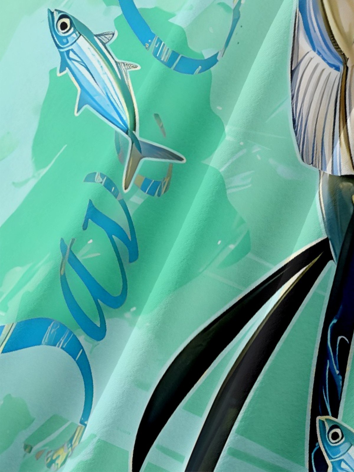 Moisture-wicking Swordfish Ocean Chest Pocket Hawaiian Shirt