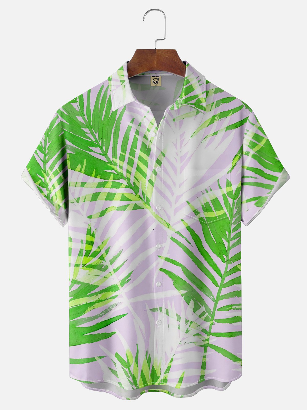 Moisture-wicking Palm Tree Chest Pocket Hawaiian Shirt